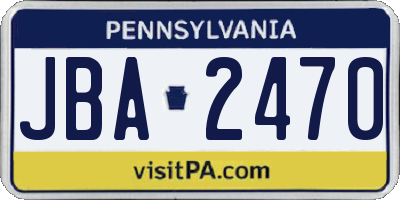 PA license plate JBA2470