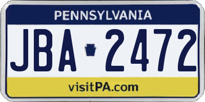PA license plate JBA2472