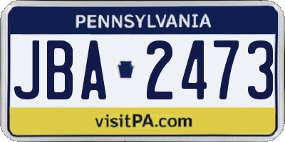 PA license plate JBA2473