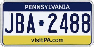 PA license plate JBA2488