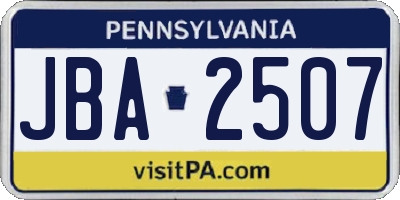 PA license plate JBA2507