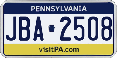 PA license plate JBA2508