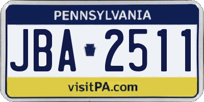 PA license plate JBA2511