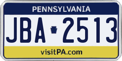 PA license plate JBA2513