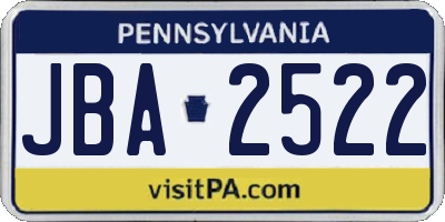 PA license plate JBA2522