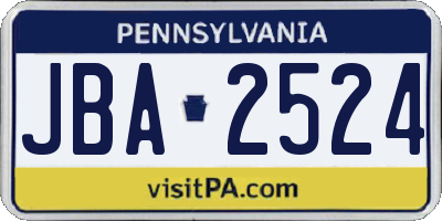 PA license plate JBA2524