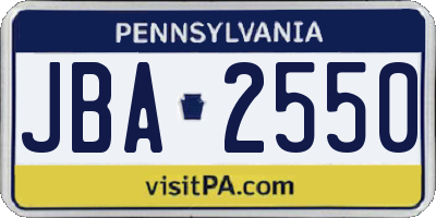 PA license plate JBA2550