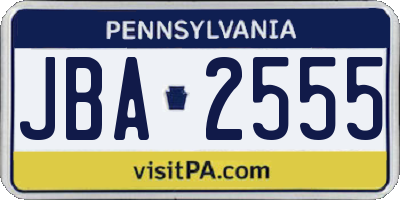 PA license plate JBA2555