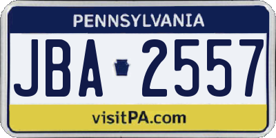 PA license plate JBA2557