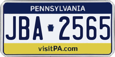 PA license plate JBA2565