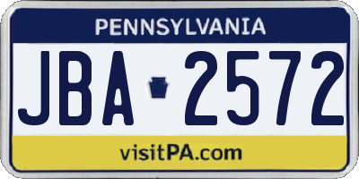 PA license plate JBA2572