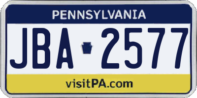 PA license plate JBA2577