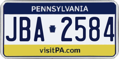 PA license plate JBA2584