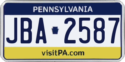 PA license plate JBA2587