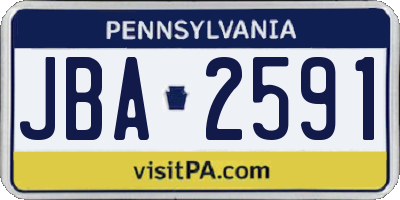 PA license plate JBA2591
