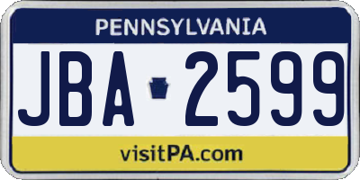PA license plate JBA2599