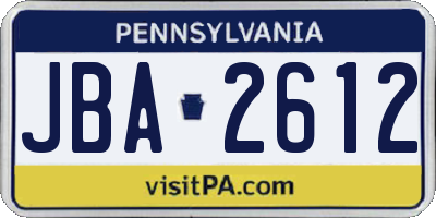 PA license plate JBA2612