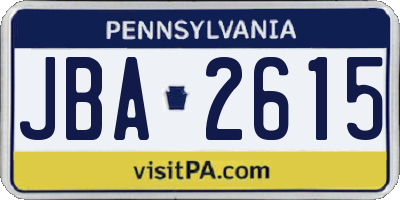 PA license plate JBA2615