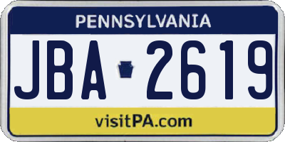 PA license plate JBA2619