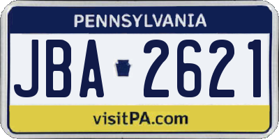 PA license plate JBA2621