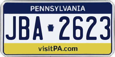 PA license plate JBA2623
