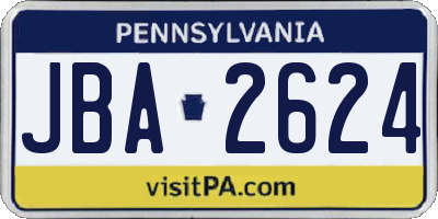 PA license plate JBA2624