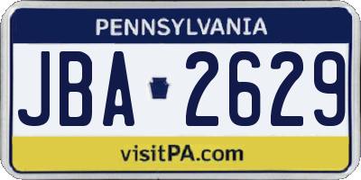 PA license plate JBA2629