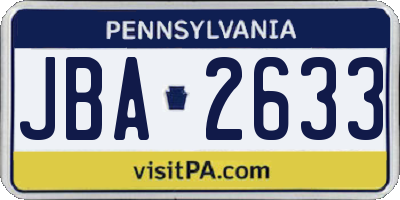 PA license plate JBA2633