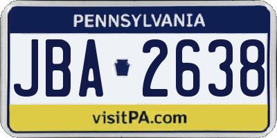 PA license plate JBA2638