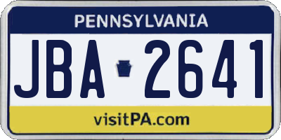 PA license plate JBA2641