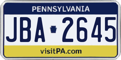PA license plate JBA2645