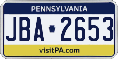 PA license plate JBA2653