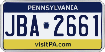 PA license plate JBA2661