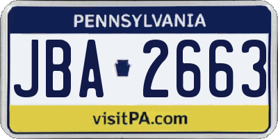 PA license plate JBA2663