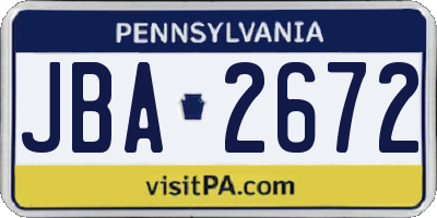 PA license plate JBA2672
