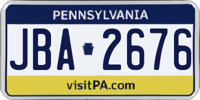 PA license plate JBA2676