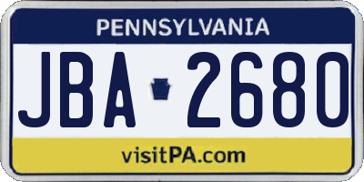 PA license plate JBA2680