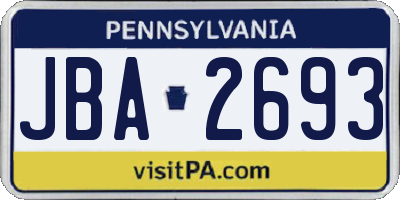 PA license plate JBA2693