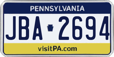 PA license plate JBA2694