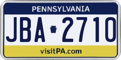 PA license plate JBA2710