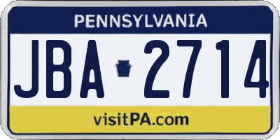 PA license plate JBA2714