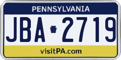 PA license plate JBA2719
