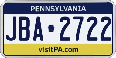 PA license plate JBA2722