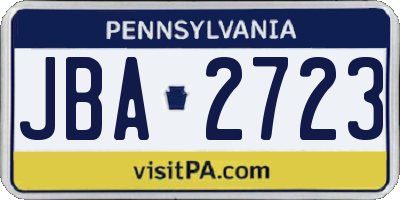 PA license plate JBA2723