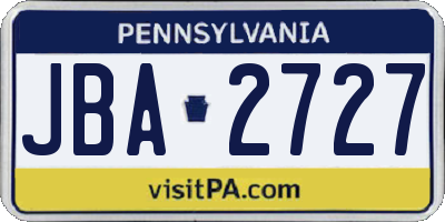 PA license plate JBA2727