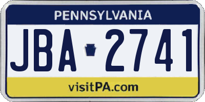 PA license plate JBA2741