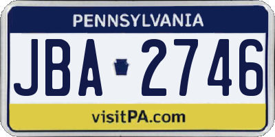 PA license plate JBA2746