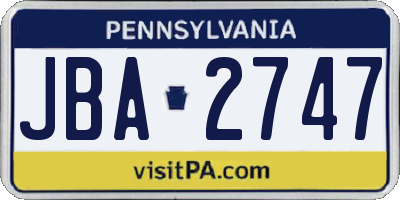 PA license plate JBA2747
