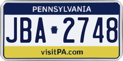 PA license plate JBA2748