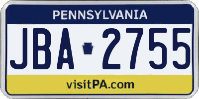 PA license plate JBA2755